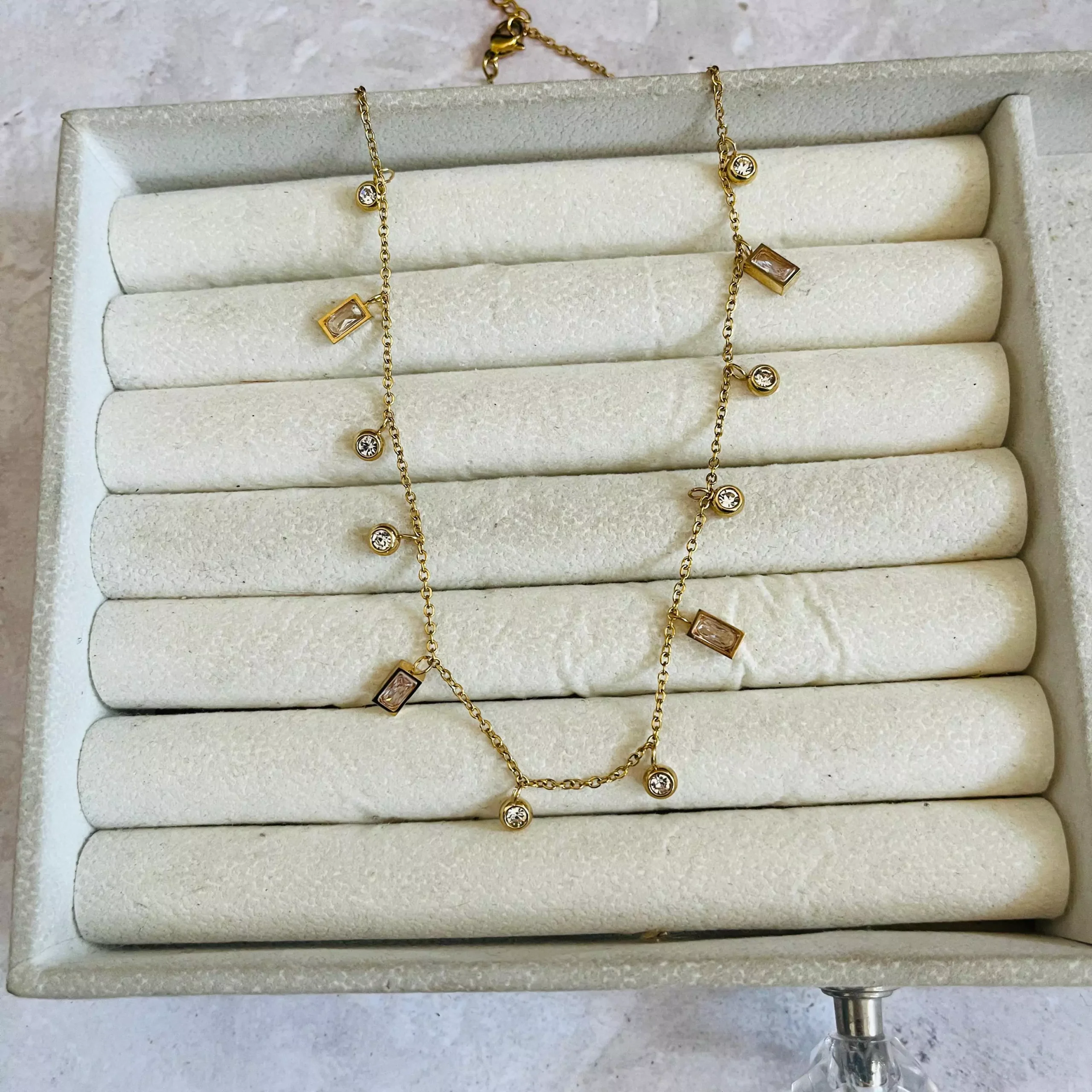 Inlaid Diamond Drape Necklace