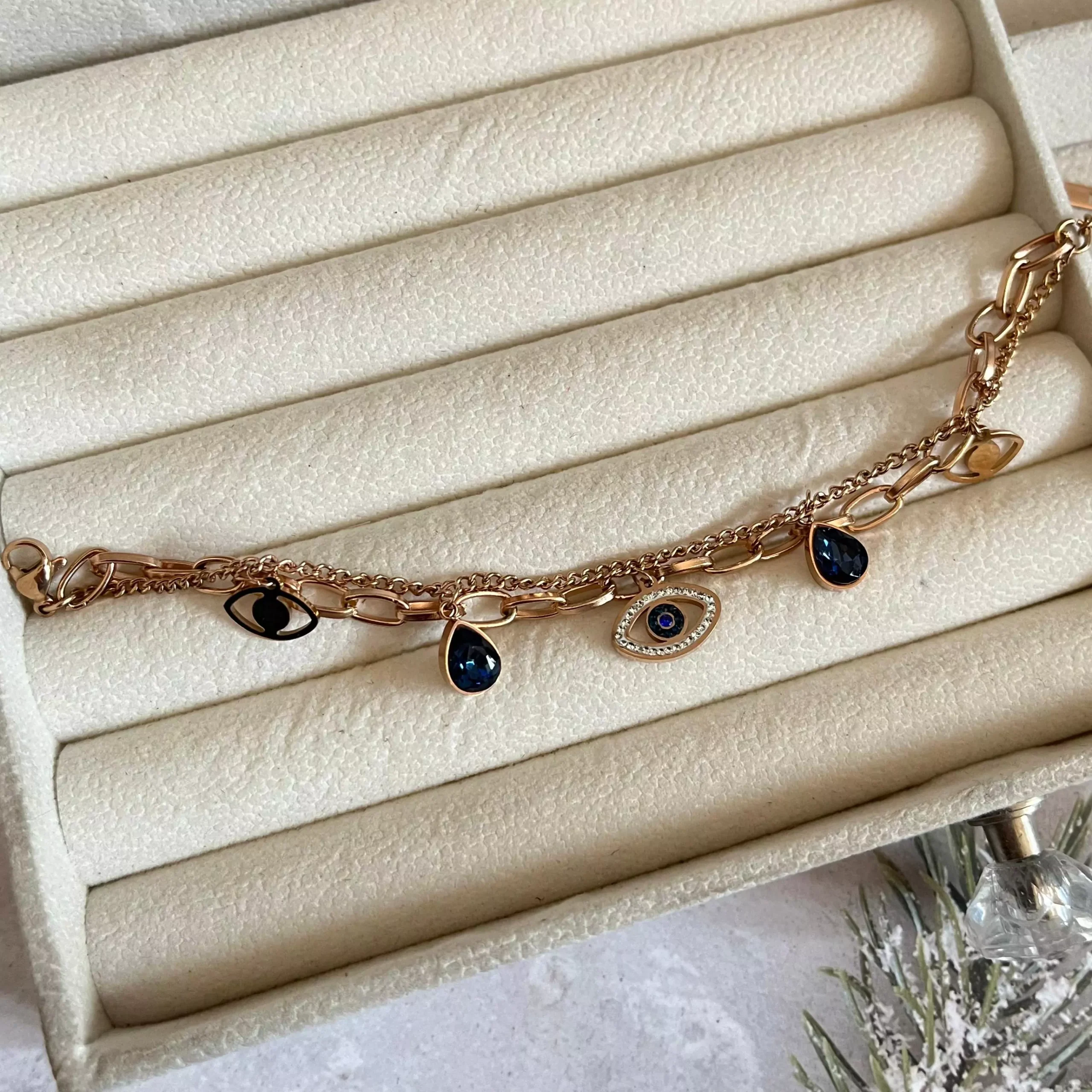 Dual Evil eye Layered Bracelet 1