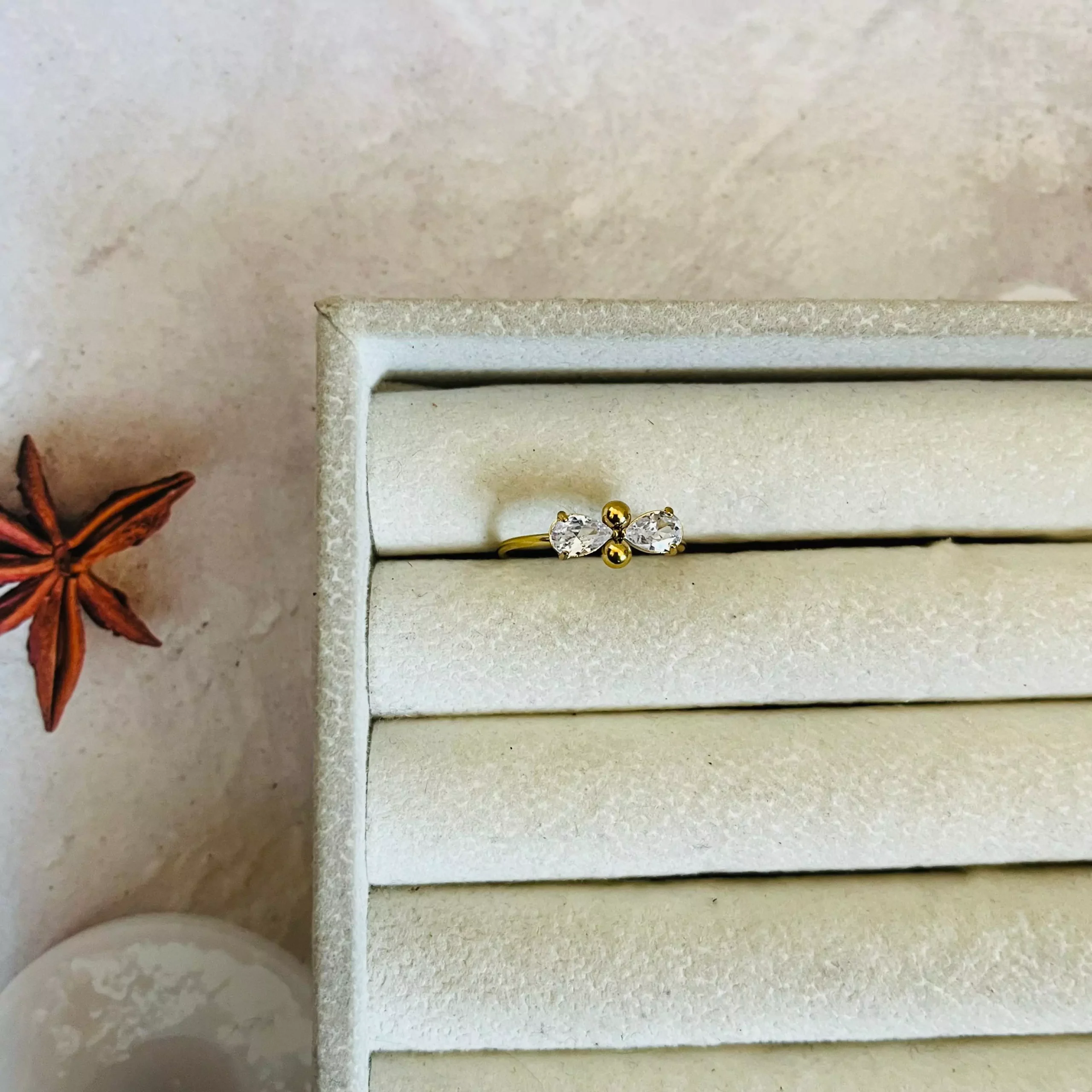 Duo Crystal Adjustable Ring