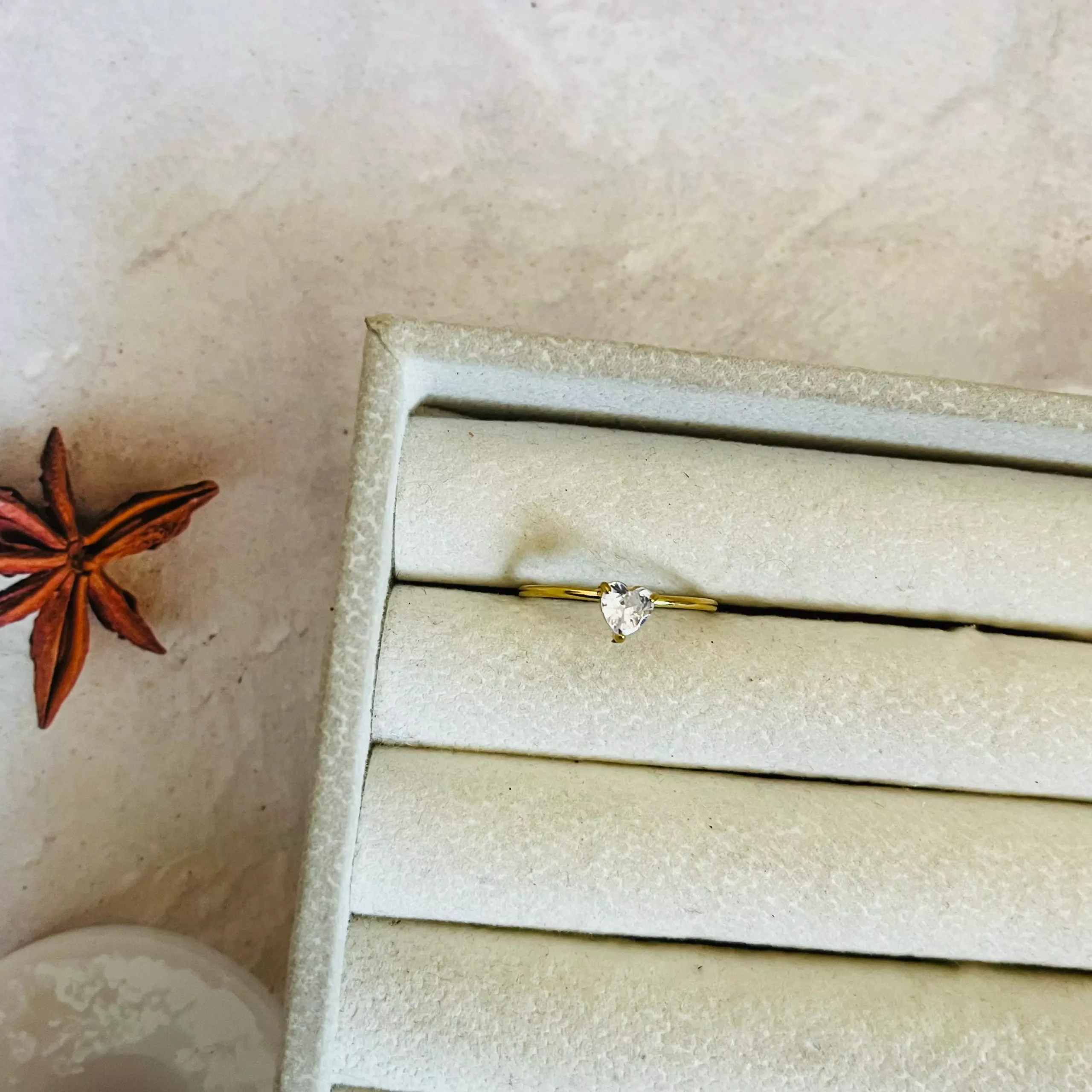 Mini Heart Adjustable Ring - White
