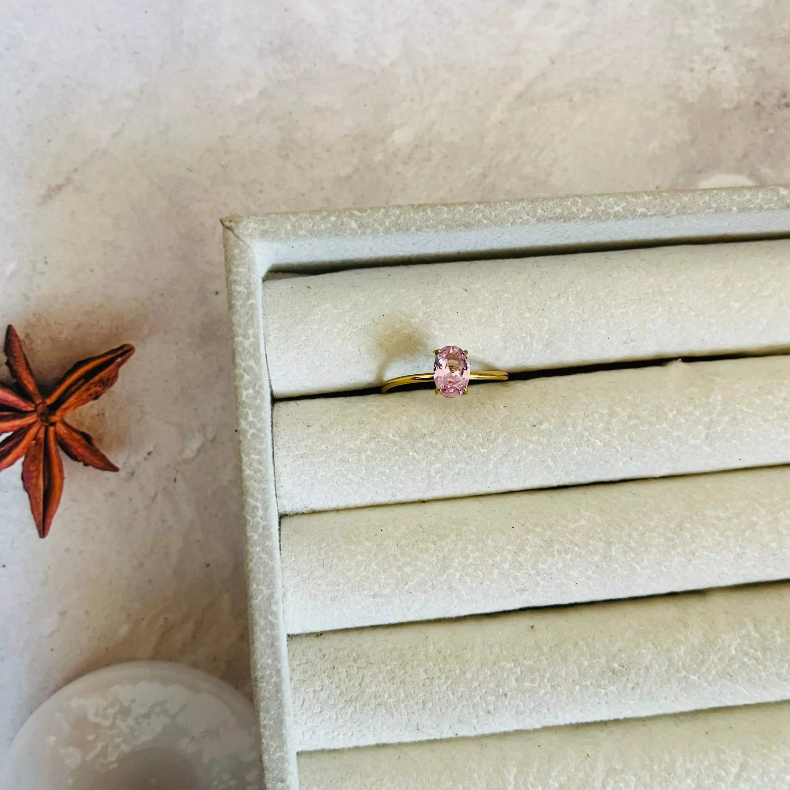 Oval Crystal Adjustable Ring